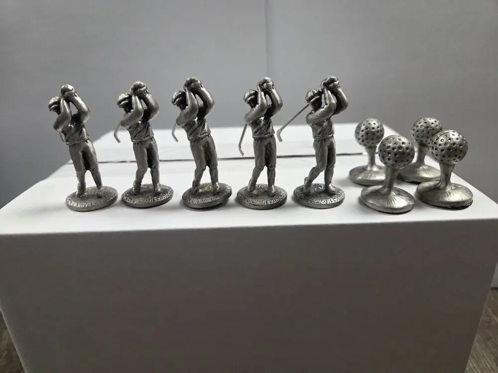 Golfer Figurines in Collectible Pewter Metalware Minis Lot Of 9